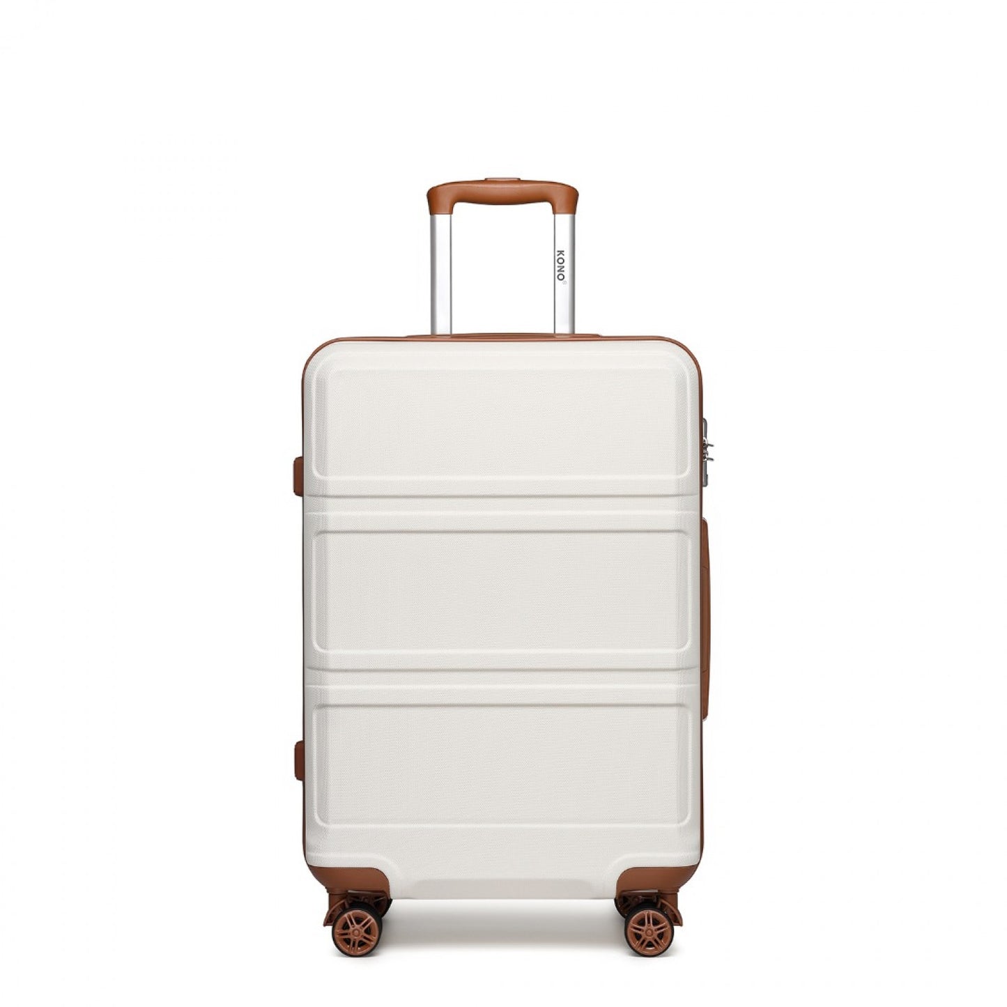 K1871-1L - KONO ABS 20 INCH SCULPTED HORIZONTAL DESIGN CABIN LUGGAGE - CREAM - The Baggage Shop
