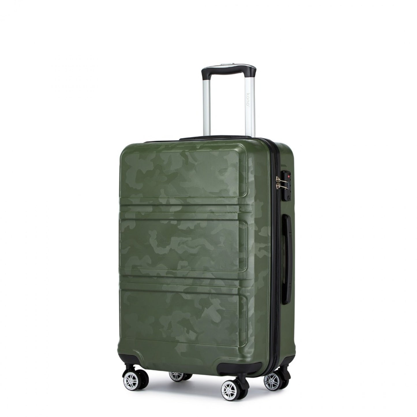 K1871-1L - KONO ABS 20 INCH SCULPTED HORIZONTAL DESIGN CABIN LUGGAGE - CAMOUFLAGE GREEN AND BLACK - The Baggage Shop