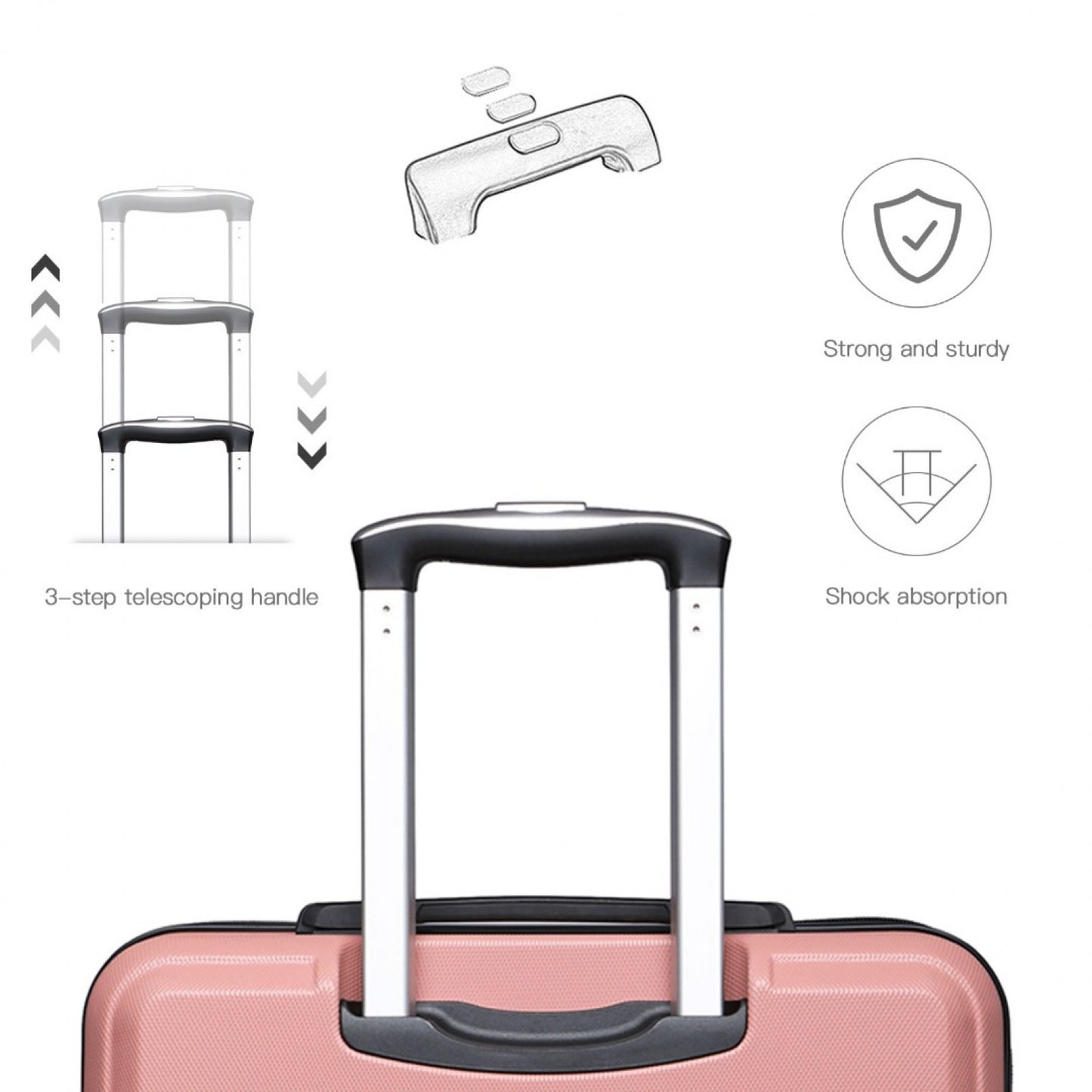 K1871-1L - KONO ABS 20 INCH SCULPTED HORIZONTAL DESIGN CABIN LUGGAGE - NUDE - The Baggage Shop