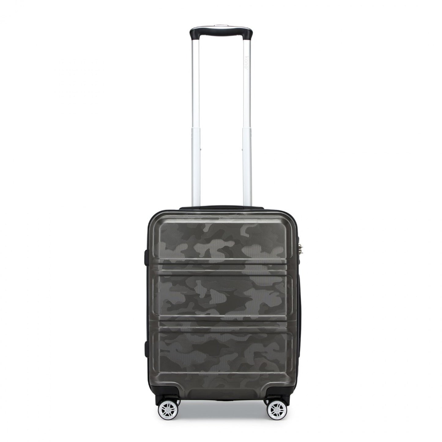 K1871-1L - KONO ABS 20 INCH SCULPTED HORIZONTAL DESIGN CABIN LUGGAGE - CAMOUFLAGE GREY AND BLACK - The Baggage Shop