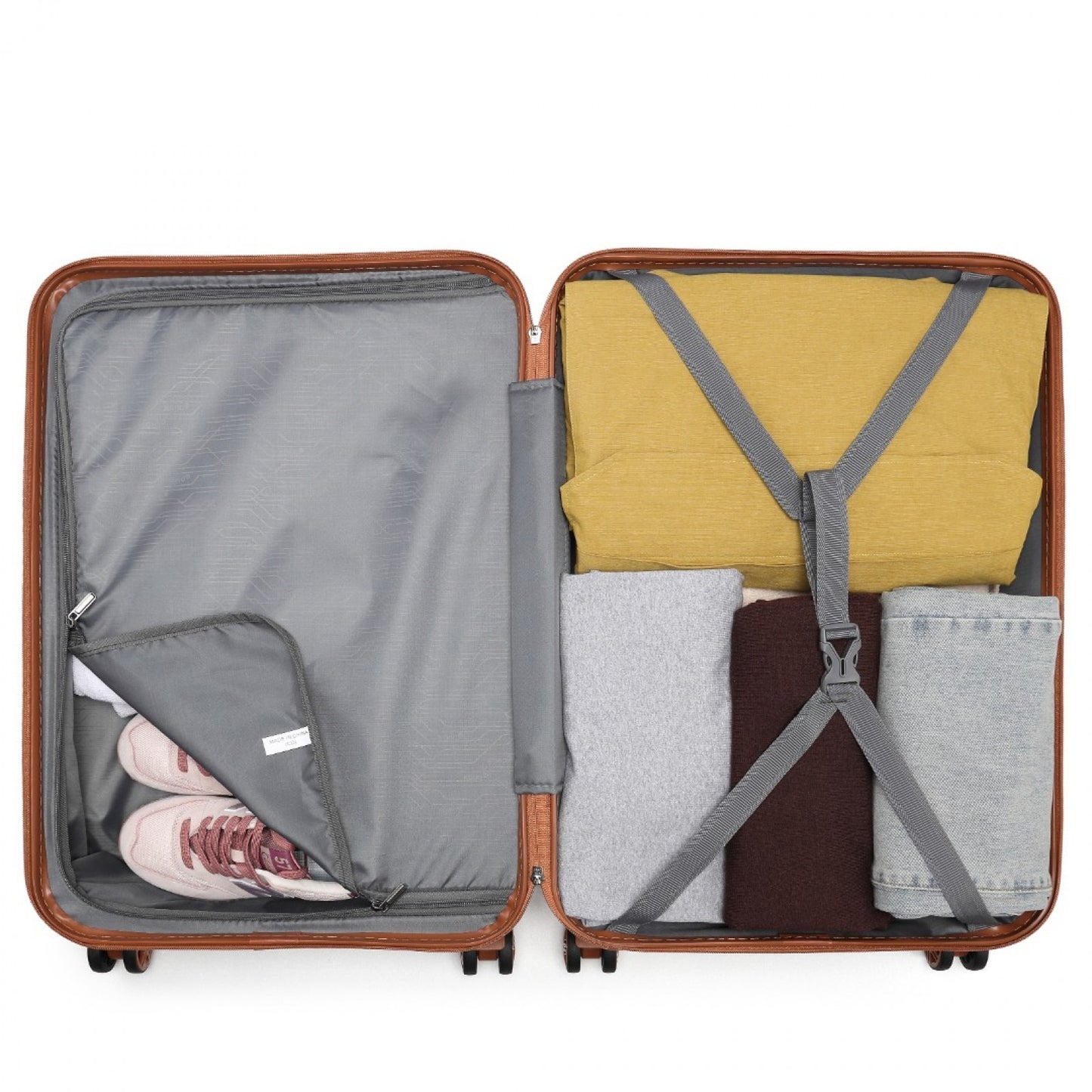 K1871-1L - KONO ABS 20 INCH SCULPTED HORIZONTAL DESIGN CABIN LUGGAGE - GRAYISH BLUE AND BROWN - The Baggage Shop