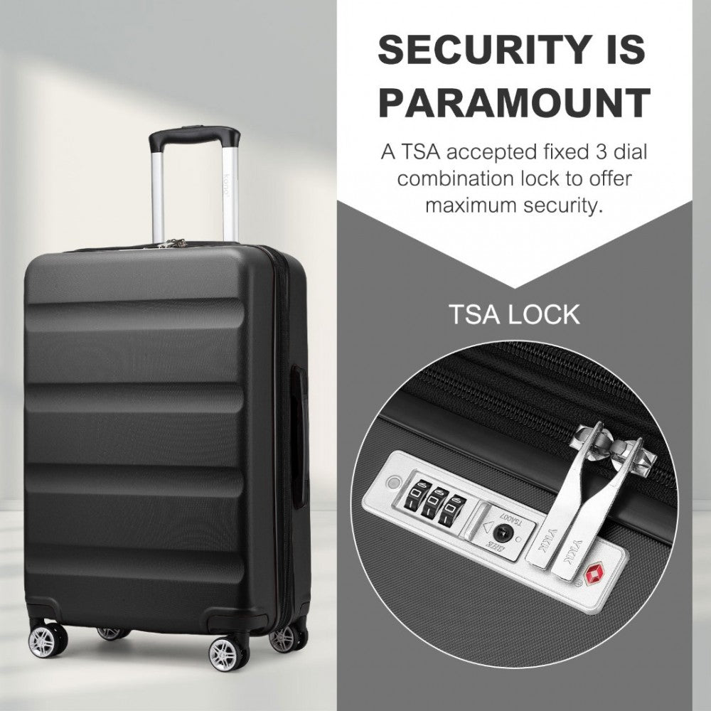 KSK2482 - KONO 24 INCH EXPANDABLE HORIZONTAL ENGRAVED HARD SHELL ABS+PC CHECK-IN SUITCASE WITH TSA LOCK - GREY - The Baggage Shop