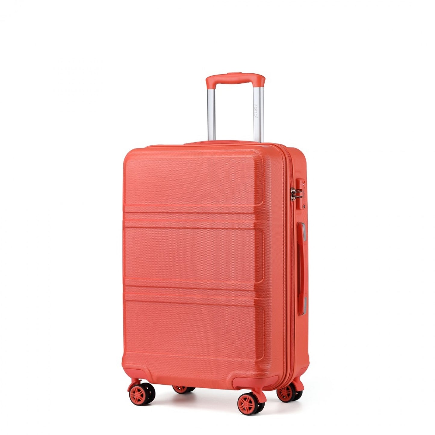 K1871-1L - KONO ABS 20 INCH SCULPTED HORIZONTAL DESIGN CABIN LUGGAGE - CORAL - The Baggage Shop