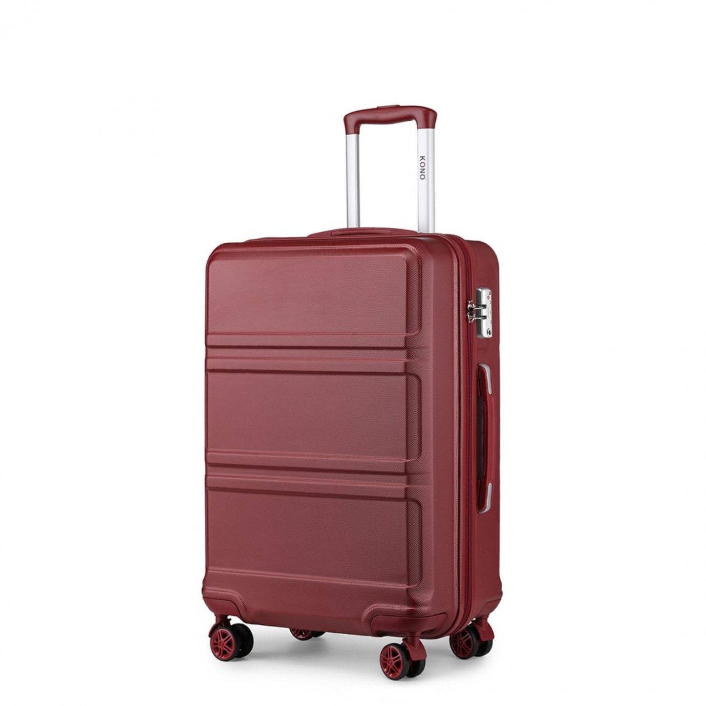 K1871-1L - KONO ABS 20 INCH SCULPTED HORIZONTAL DESIGN CABIN LUGGAGE - BURGUNDY - The Baggage Shop