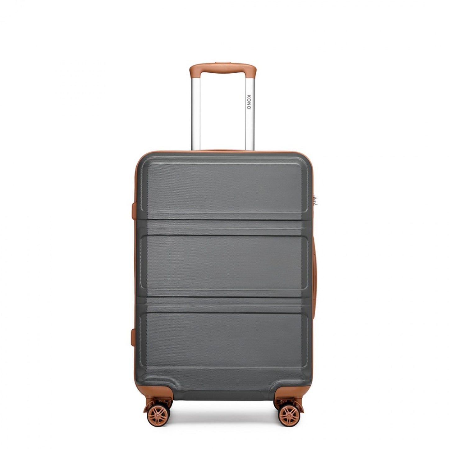 K1871-1L - KONO ABS 20 INCH SCULPTED HORIZONTAL DESIGN CABIN LUGGAGE - GREY AND BROWN - The Baggage Shop