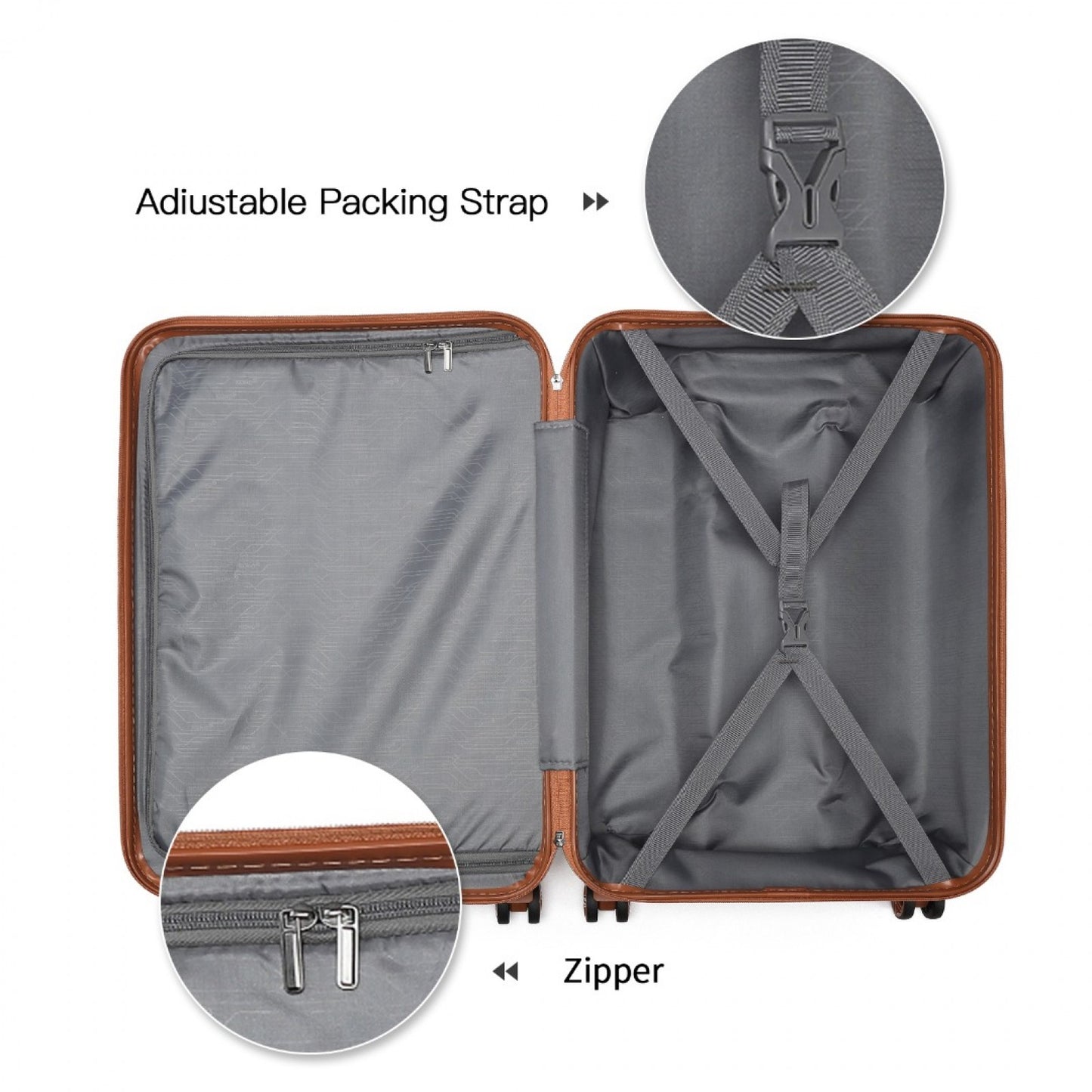 K1871-1L - KONO ABS 20 INCH SCULPTED HORIZONTAL DESIGN CABIN LUGGAGE - GRAYISH BLUE AND BROWN - The Baggage Shop