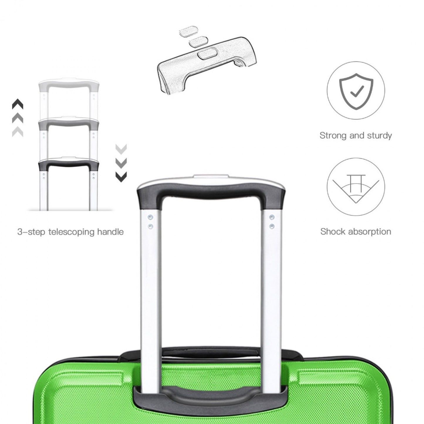 K1871-1L - KONO ABS 20 INCH SCULPTED HORIZONTAL DESIGN CABIN LUGGAGE - GREEN - The Baggage Shop