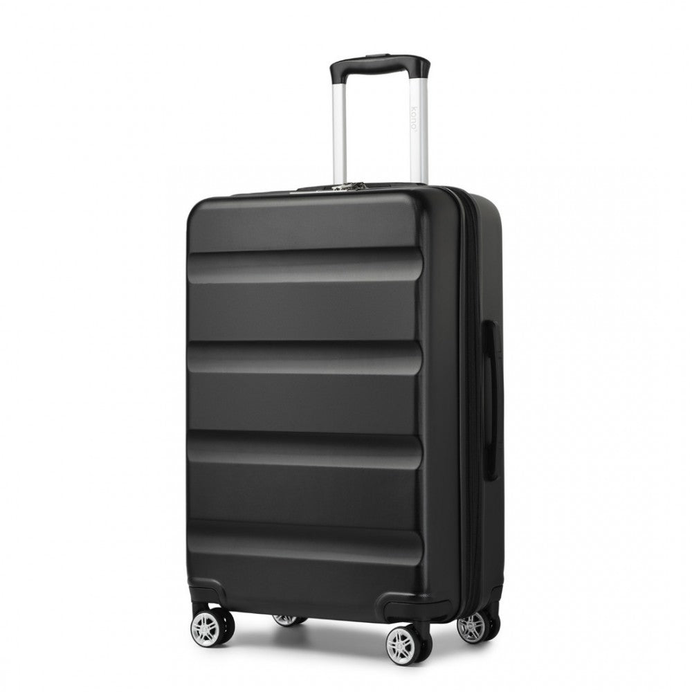 KSK2482 - KONO 28 INCH EXPANDABLE HORIZONTAL ENGRAVED HARD SHELL ABS+PC CHECK-IN SUITCASE WITH TSA LOCK - BLACK - The Baggage Shop