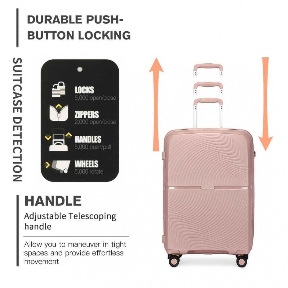K2393L - BRITISH TRAVELLER 3 PCS SET SPINNER HARD SHELL PP SUITCASE WITH TSA LOCK - NUDE - The Baggage Shop