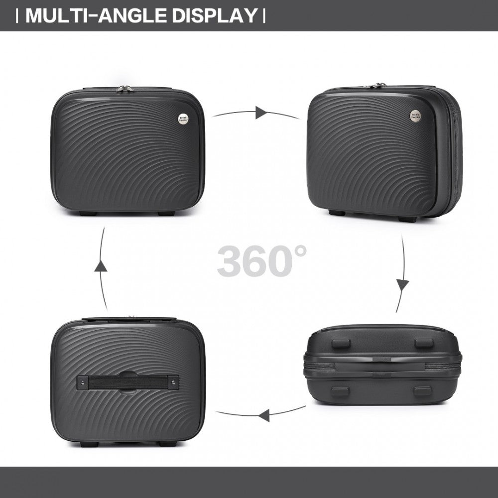 K2393L - BRITISH TRAVELLER 4 PCS SET SPINNER HARD SHELL PP SUITCASE WITH TSA LOCK AND VANITY CASE - BLACK - The Baggage Shop