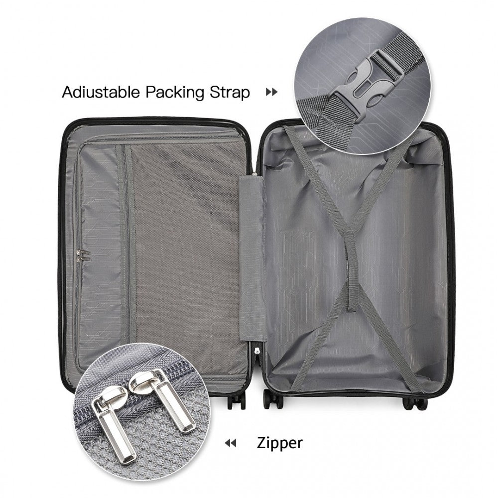 K2393L - BRITISH TRAVELLER 4 PCS SET SPINNER HARD SHELL PP SUITCASE WITH TSA LOCK AND VANITY CASE - BLACK - The Baggage Shop