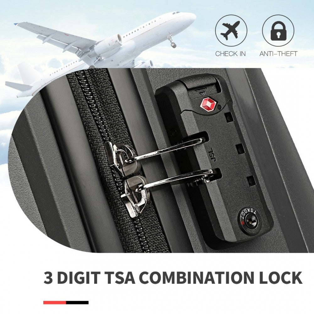 K2393L - BRITISH TRAVELLER 4 PCS SET SPINNER HARD SHELL PP SUITCASE WITH TSA LOCK AND VANITY CASE - BLACK - The Baggage Shop