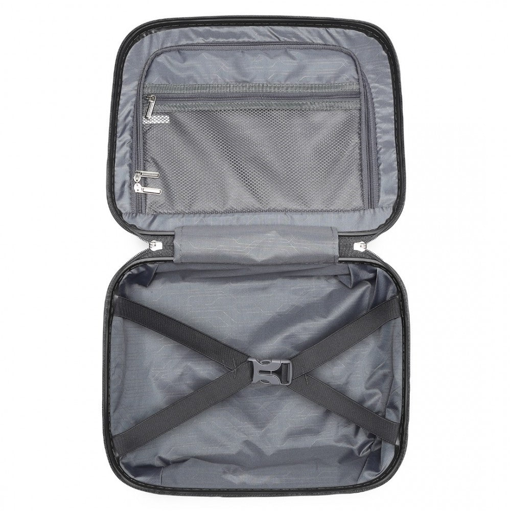 K2393L - BRITISH TRAVELLER 4 PCS SET SPINNER HARD SHELL PP SUITCASE WITH TSA LOCK AND VANITY CASE - BLACK - The Baggage Shop