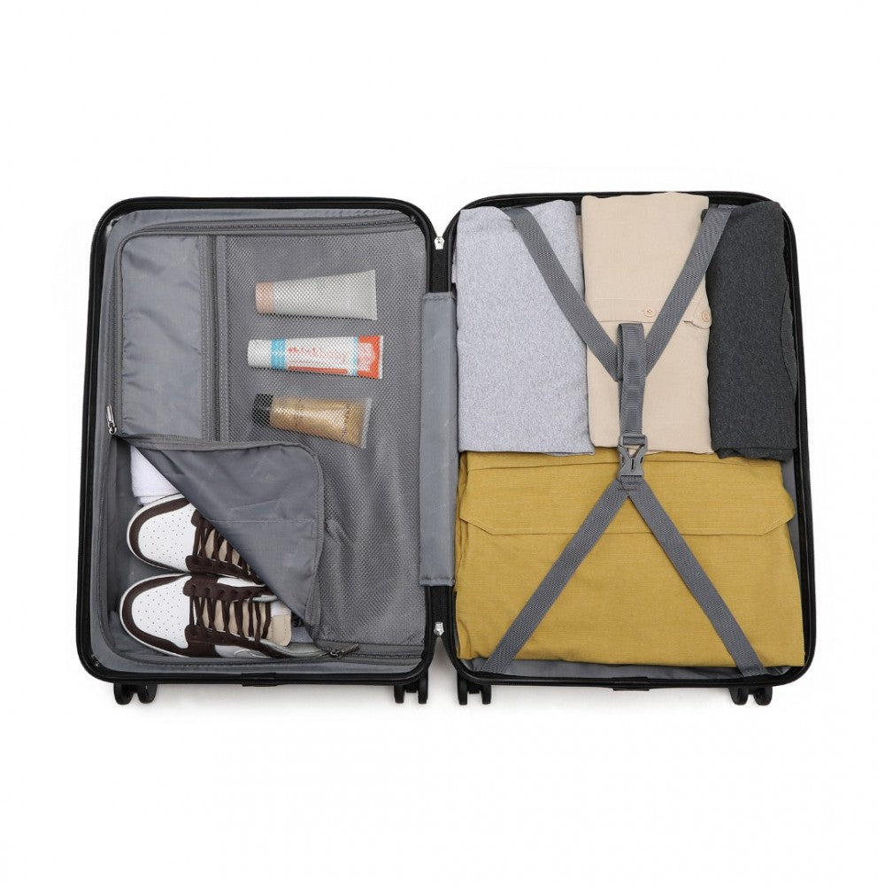 K2395L - BRITISH TRAVELLER ULTRALIGHT ABS AND POLYCARBONATE BUMPY DIAMOND 4 PCS LUGGAGE SET WITH TSA LOCK - BLACK - The Baggage Shop