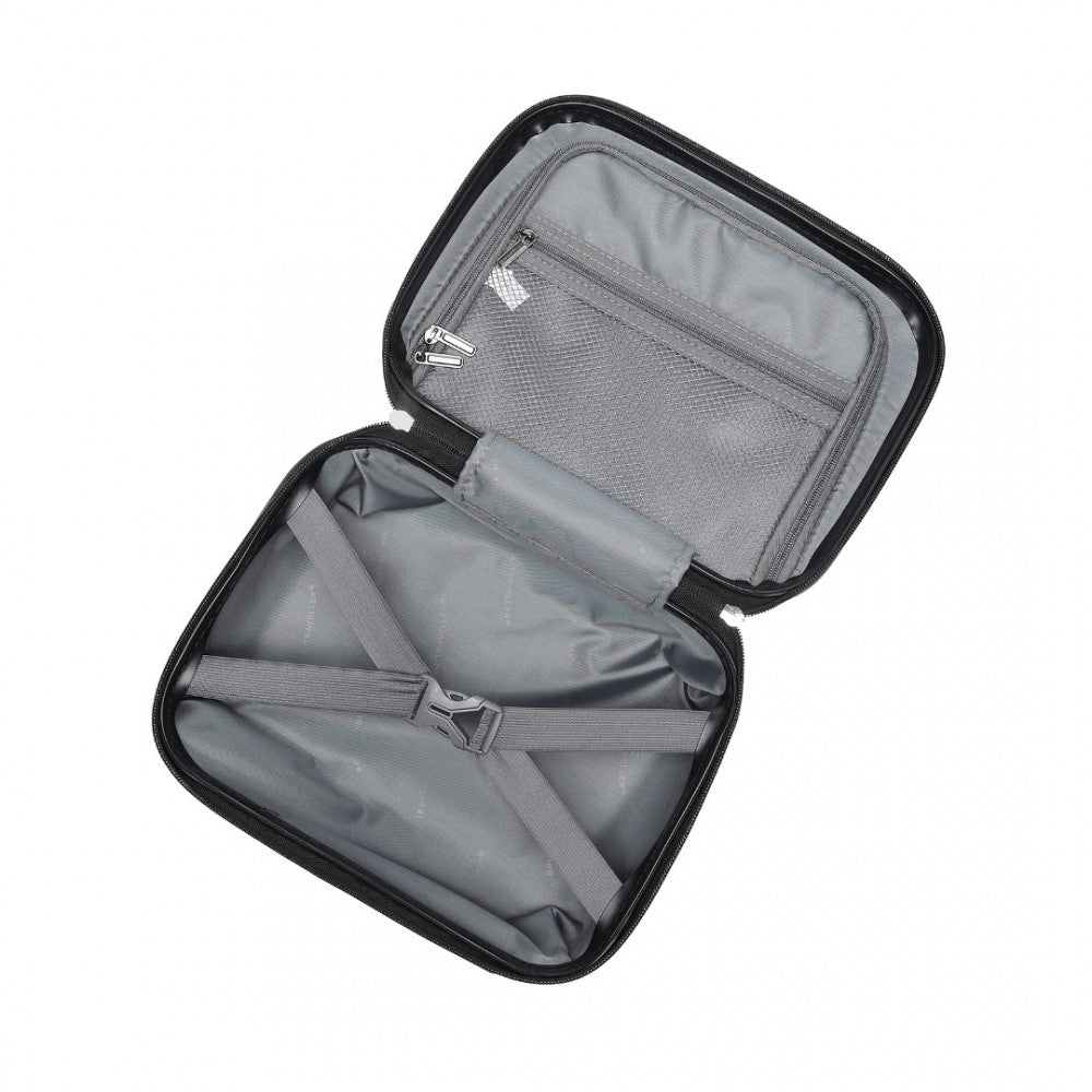 K2395L - BRITISH TRAVELLER ULTRALIGHT ABS AND POLYCARBONATE BUMPY DIAMOND 4 PCS LUGGAGE SET WITH TSA LOCK - BLACK - The Baggage Shop