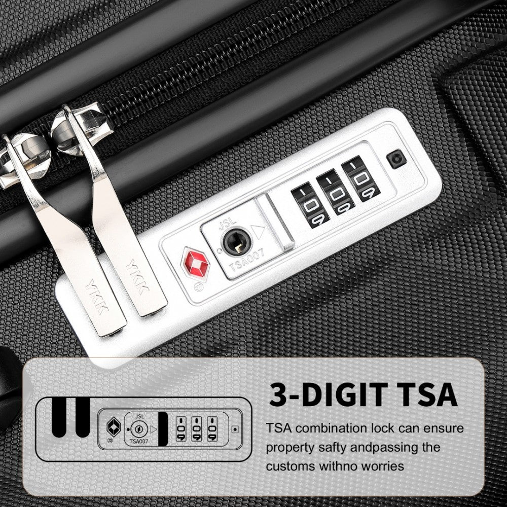 K2395L - BRITISH TRAVELLER ULTRALIGHT ABS AND POLYCARBONATE BUMPY DIAMOND 4 PCS LUGGAGE SET WITH TSA LOCK - BLACK - The Baggage Shop