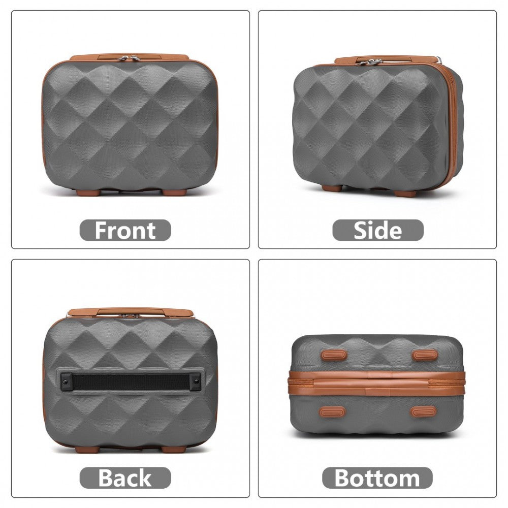 K2395L - BRITISH TRAVELLER ULTRALIGHT ABS AND POLYCARBONATE BUMPY DIAMOND 4 PCS LUGGAGE SET WITH TSA LOCK - GREY AND BROWN - The Baggage Shop