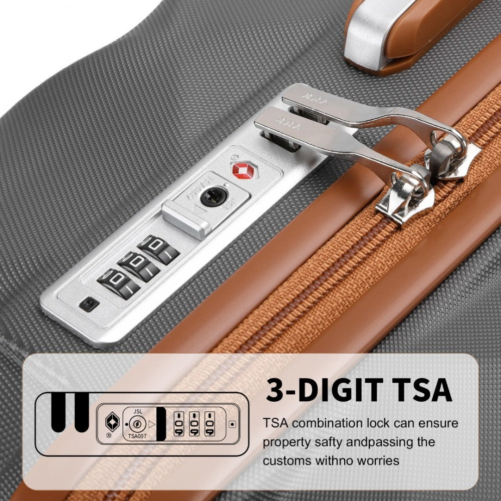 K2395L - BRITISH TRAVELLER ULTRALIGHT ABS AND POLYCARBONATE BUMPY DIAMOND 4 PCS LUGGAGE SET WITH TSA LOCK - GREY AND BROWN - The Baggage Shop