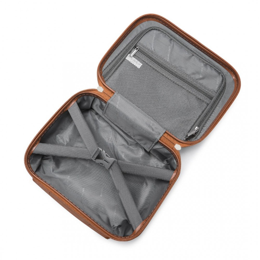 K2395L - BRITISH TRAVELLER ULTRALIGHT ABS AND POLYCARBONATE BUMPY DIAMOND 4 PCS LUGGAGE SET WITH TSA LOCK - GREY AND BROWN - The Baggage Shop