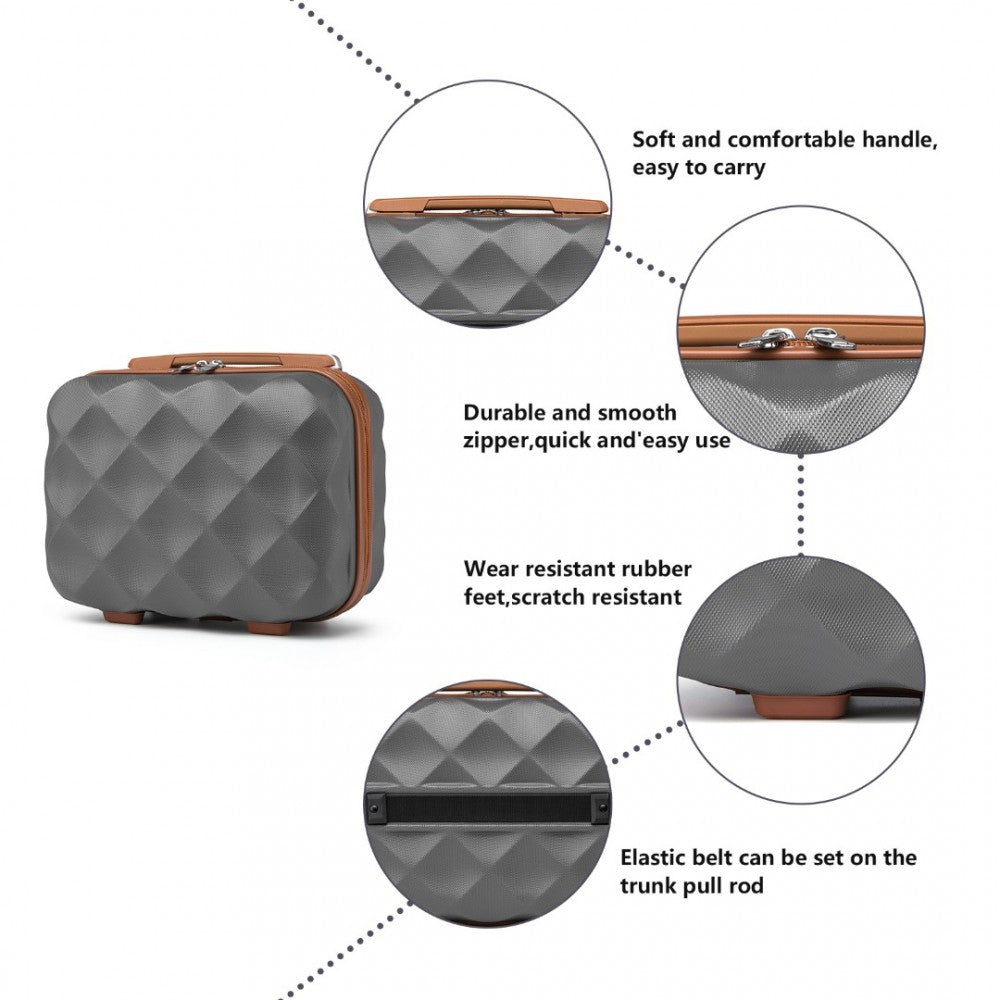 K2395L - BRITISH TRAVELLER ULTRALIGHT ABS AND POLYCARBONATE BUMPY DIAMOND 4 PCS LUGGAGE SET WITH TSA LOCK - GREY AND BROWN - The Baggage Shop