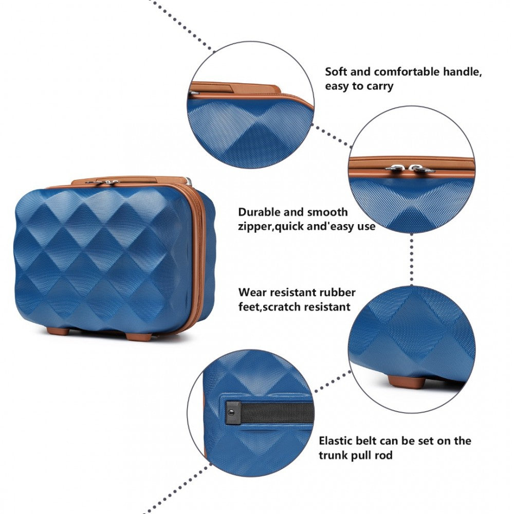 K2395L - BRITISH TRAVELLER ULTRALIGHT ABS AND POLYCARBONATE BUMPY DIAMOND 4 PCS LUGGAGE SET WITH TSA LOCK - NAVY AND BROWN - The Baggage Shop