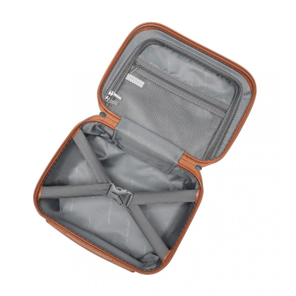 K2395L - BRITISH TRAVELLER ULTRALIGHT ABS AND POLYCARBONATE BUMPY DIAMOND 4 PCS LUGGAGE SET WITH TSA LOCK - NAVY AND BROWN - The Baggage Shop