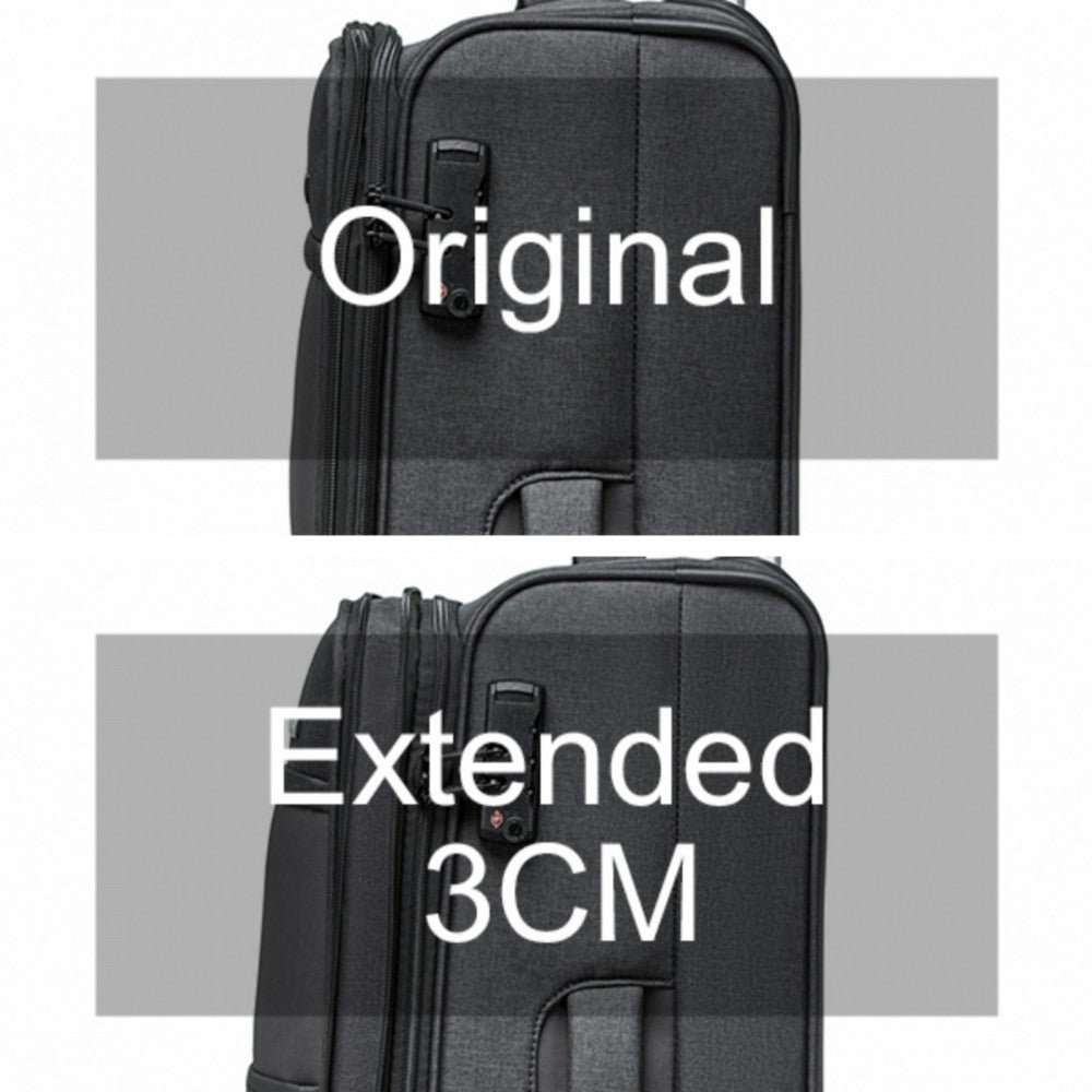K2397L - BRITISH TRAVELLER 28 INCH LIGHTWEIGHT SOFT SHELL EXPANDABLE SUITCASE WITH TSA LOCK - BLACK - The Baggage Shop