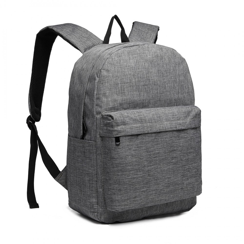 E1930 - KONO DURABLE POLYESTER EVERYDAY BACKPACK WITH SLEEK DESIGN - GREY - The Baggage Shop