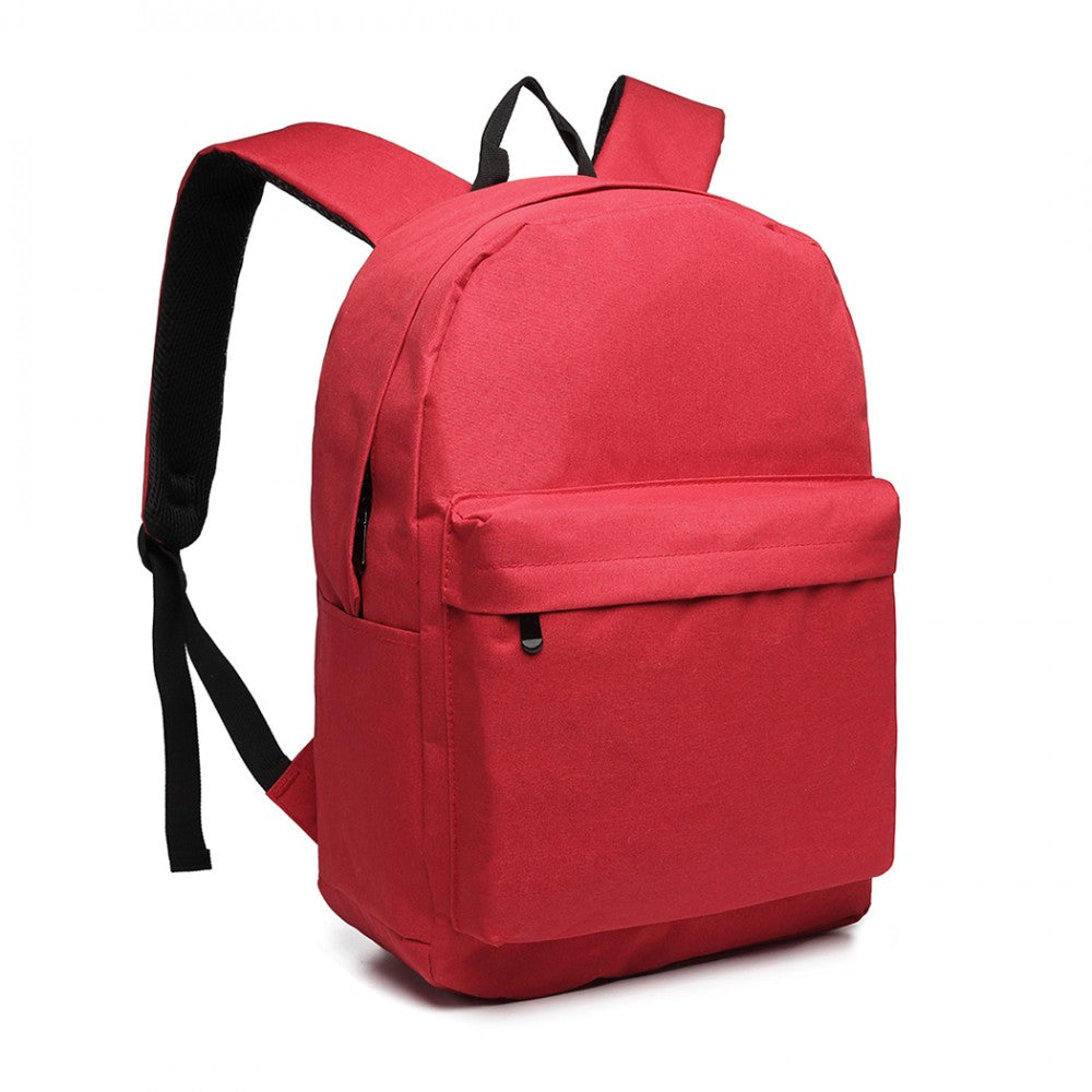 E1930 - KONO DURABLE POLYESTER EVERYDAY BACKPACK WITH SLEEK DESIGN - RED - The Baggage Shop