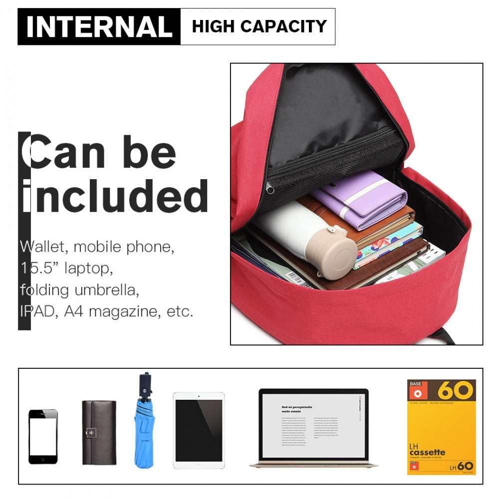 E1930 - KONO DURABLE POLYESTER EVERYDAY BACKPACK WITH SLEEK DESIGN - RED - The Baggage Shop