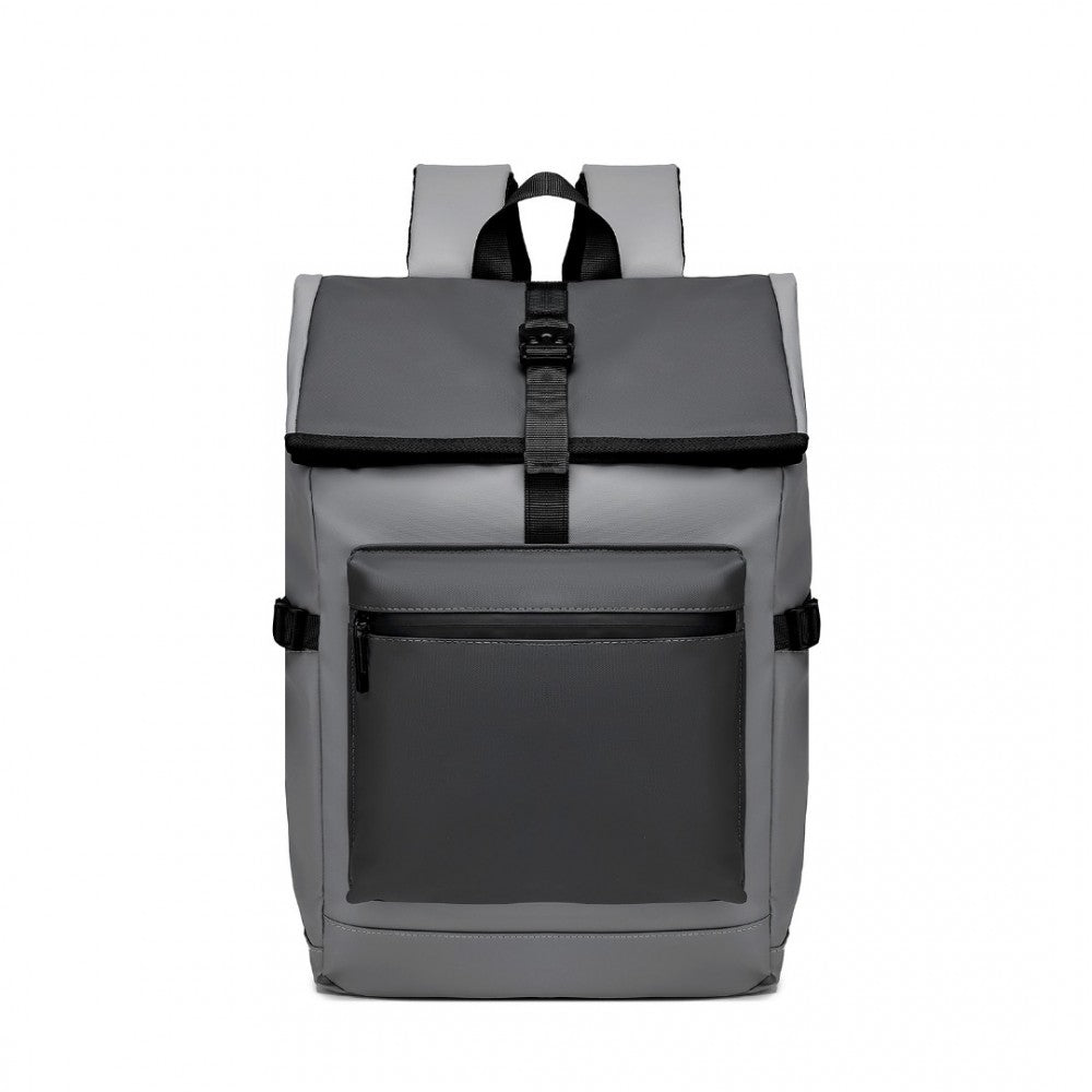 E2330 - KONO DURABLE PVC COATED WATER-RESISTANT STYLISH BACKPACK - BLACK - The Baggage Shop