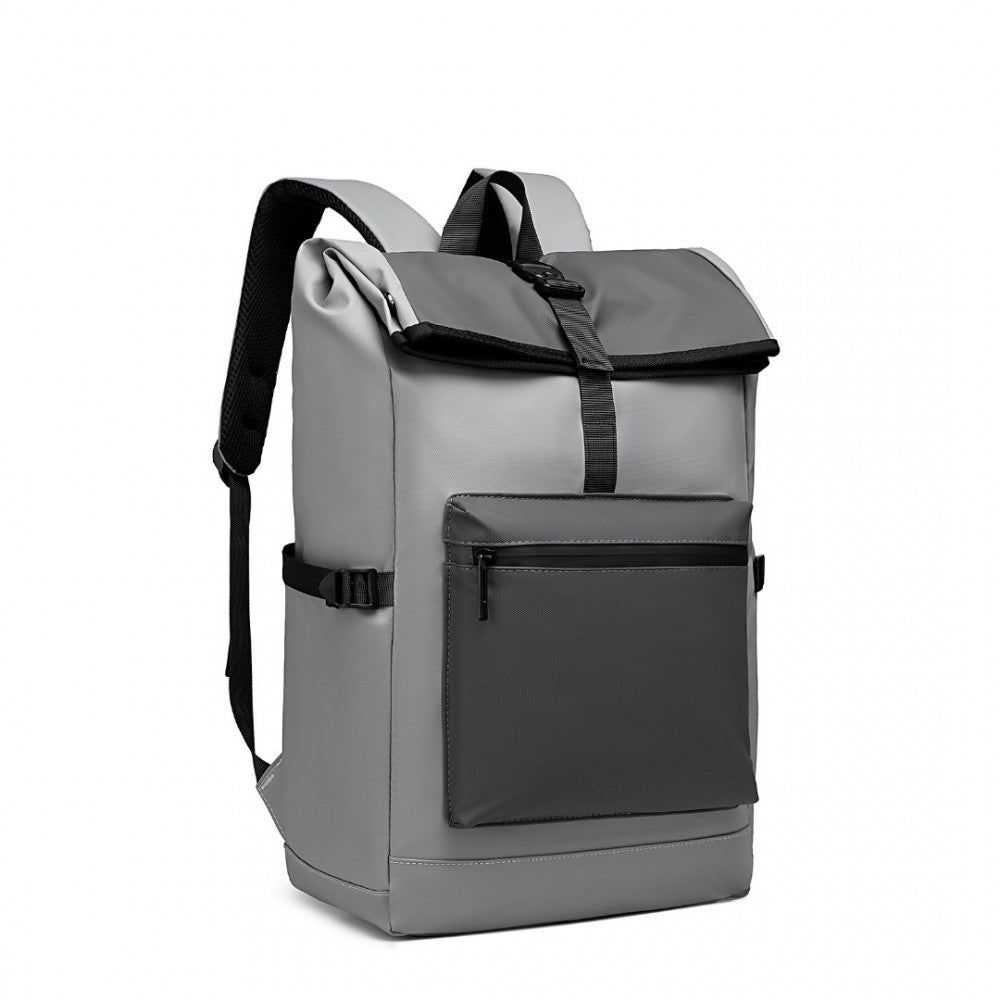 E2330 - KONO DURABLE PVC COATED WATER-RESISTANT STYLISH BACKPACK - BLACK - The Baggage Shop