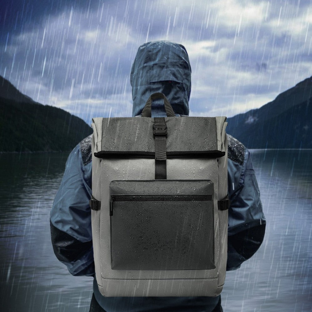 E2330 - KONO DURABLE PVC COATED WATER-RESISTANT STYLISH BACKPACK - BLACK - The Baggage Shop
