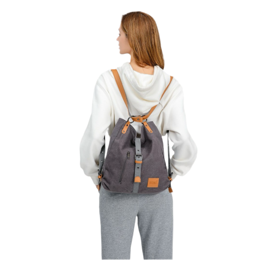 E6850 - KONO CANVAS HOBO SLOUCH SHOULDER BAG AND BACKPACK - GREY - The Baggage Shop
