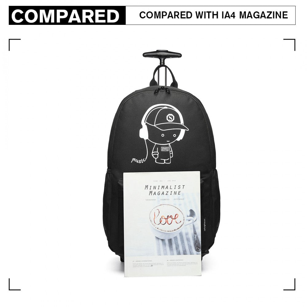 E6877 - KONO MULTI-FUNCTIONAL GLOW-IN-THE-DARK TROLLEY BACKPACK - BLACK - The Baggage Shop