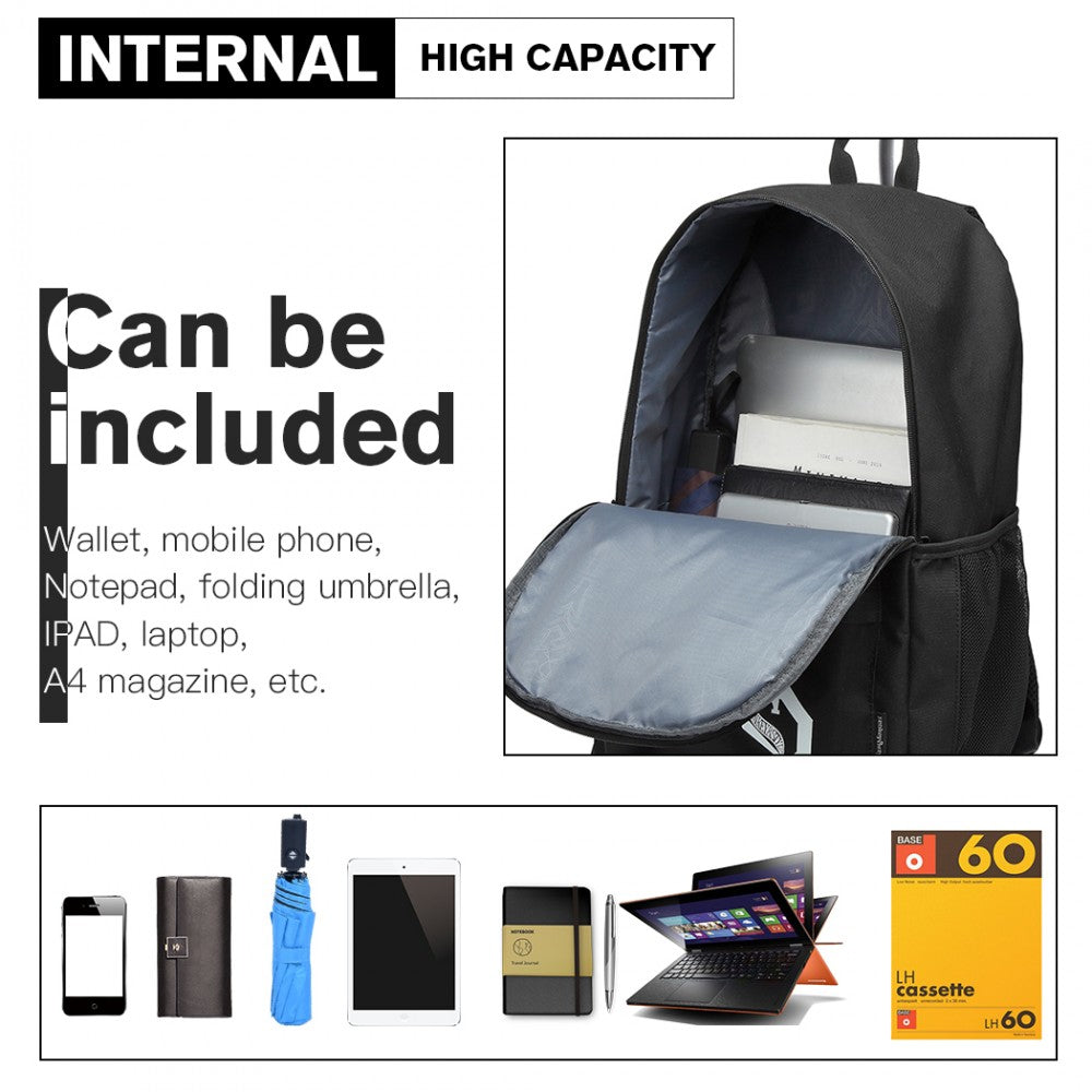 E6877 - KONO MULTI-FUNCTIONAL GLOW-IN-THE-DARK TROLLEY BACKPACK - BLACK - The Baggage Shop