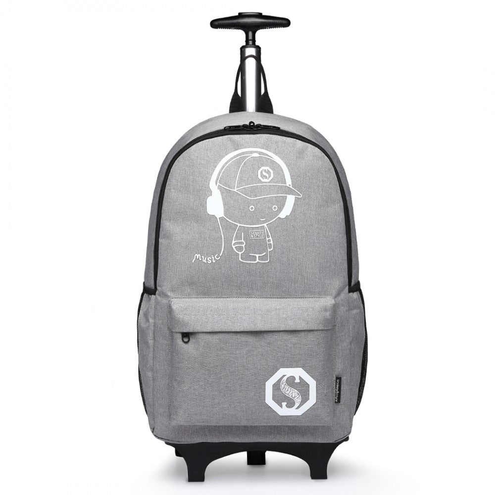 E6877 - KONO MULTI-FUNCTIONAL GLOW-IN-THE-DARK TROLLEY BACKPACK - GREY - The Baggage Shop