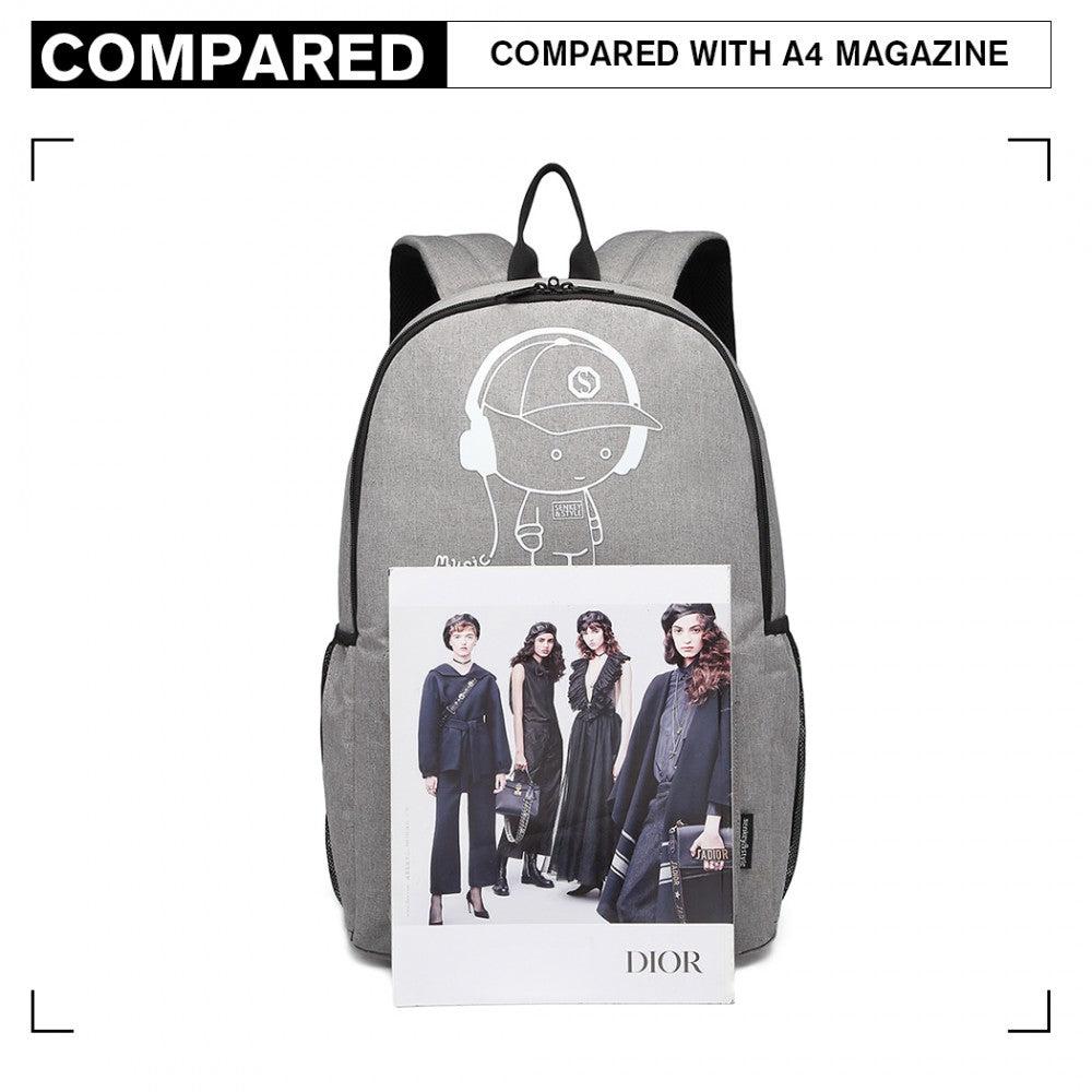 E6877 - KONO MULTI-FUNCTIONAL GLOW-IN-THE-DARK TROLLEY BACKPACK - GREY - The Baggage Shop