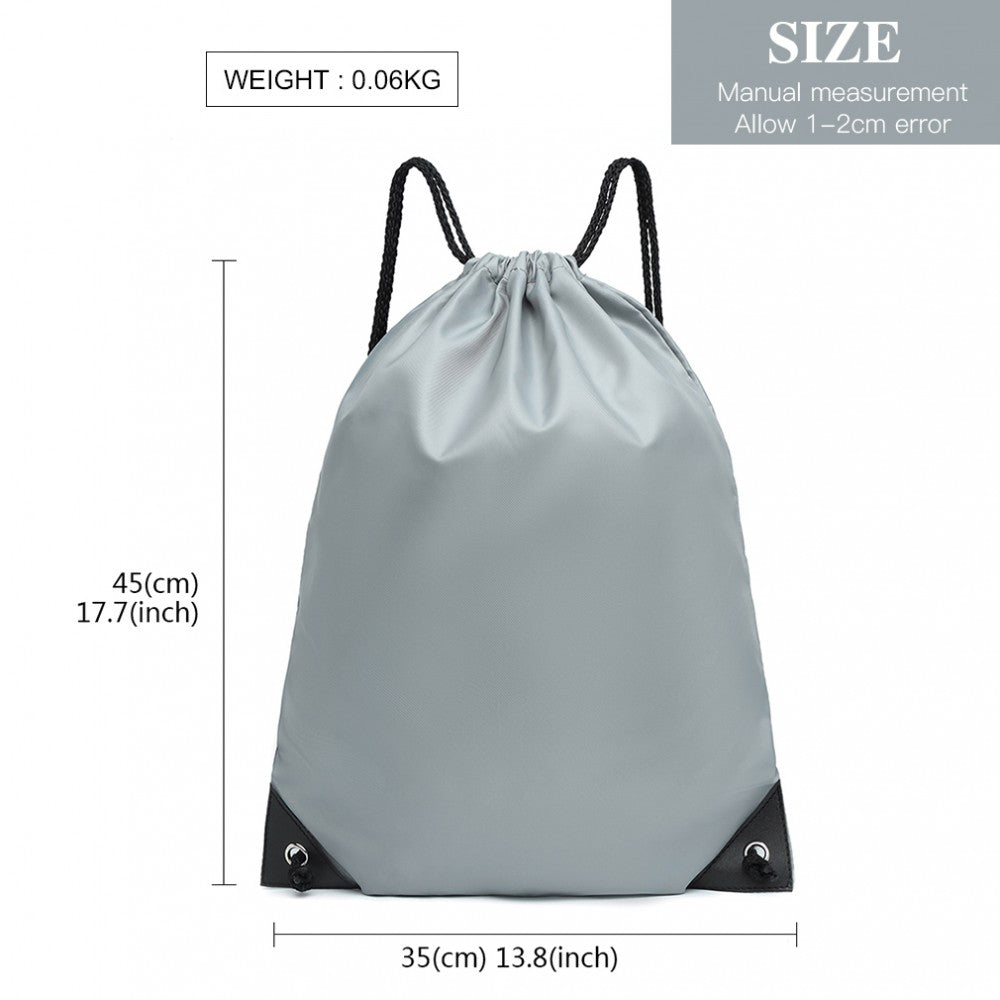 S2020 - KONO POLYESTER DRAWSTRING BACKPACK - GREY - The Baggage Shop