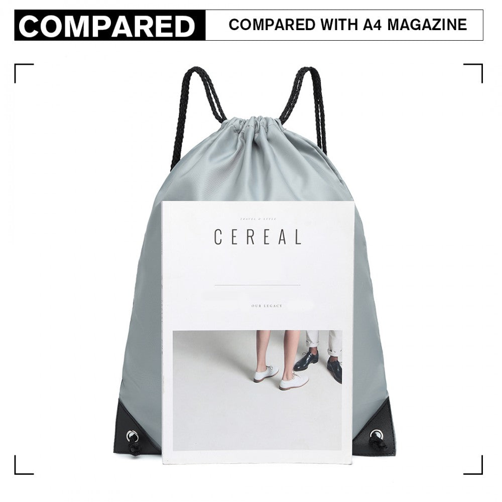 S2020 - KONO POLYESTER DRAWSTRING BACKPACK - GREY - The Baggage Shop
