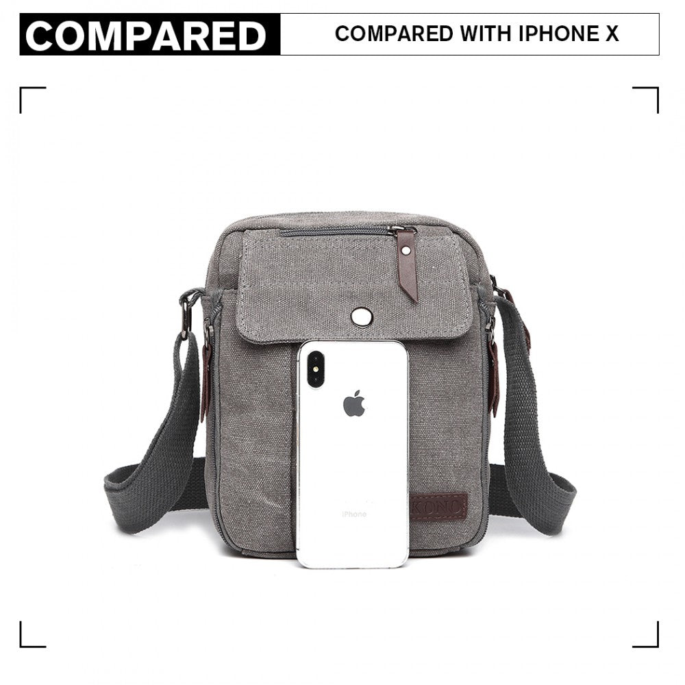 E1971 - KONO MULTI POCKET CROSS BODY SHOULDER BAG - GREY - The Baggage Shop