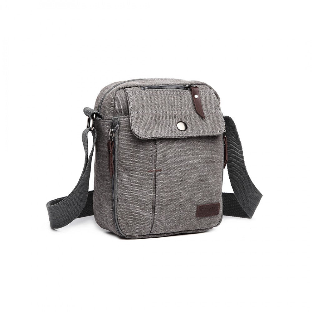 E1971 - KONO MULTI POCKET CROSS BODY SHOULDER BAG - GREY - The Baggage Shop