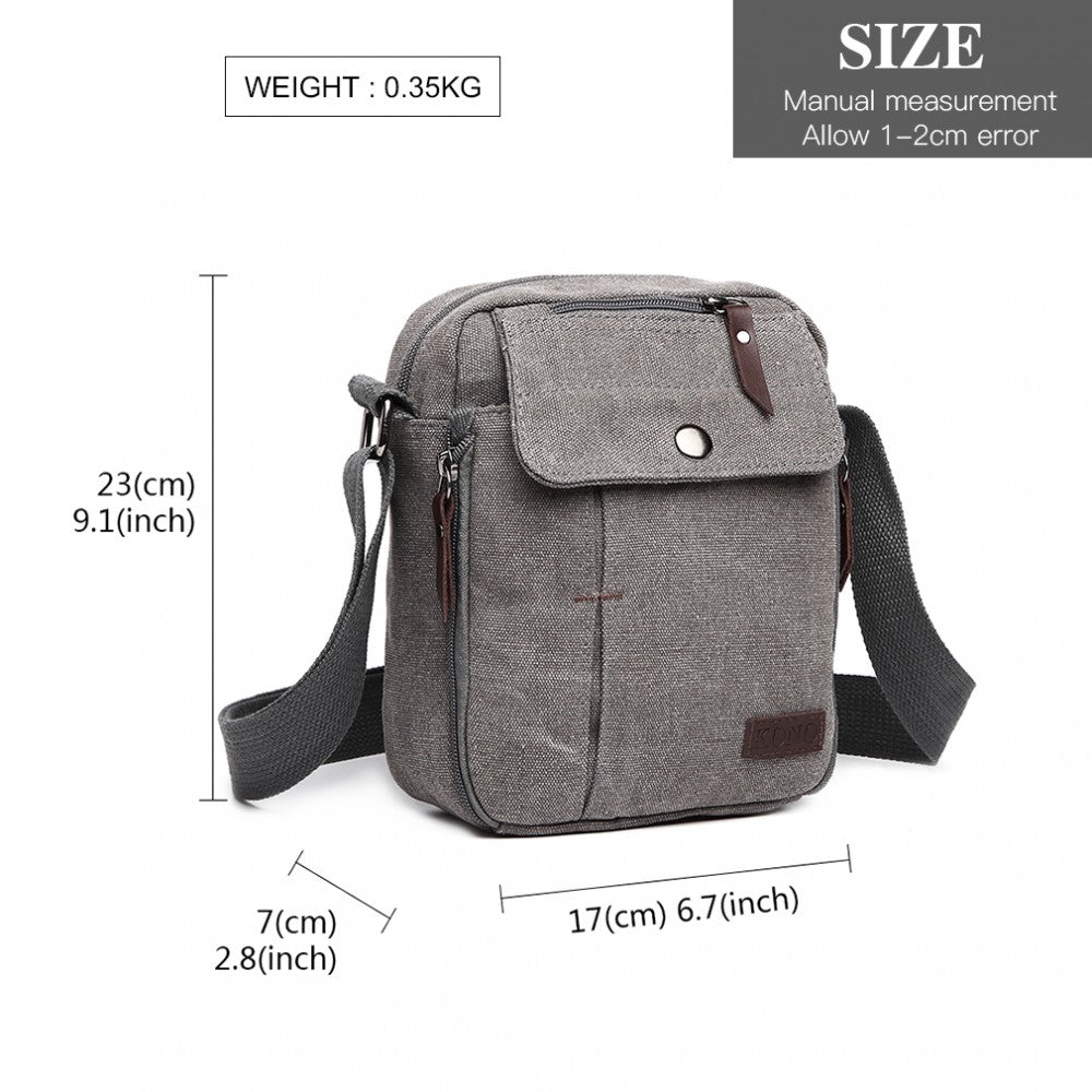 E1971 - KONO MULTI POCKET CROSS BODY SHOULDER BAG - GREY - The Baggage Shop