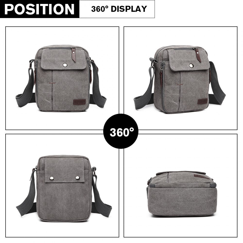 E1971 - KONO MULTI POCKET CROSS BODY SHOULDER BAG - GREY - The Baggage Shop