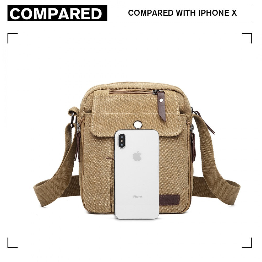 E1971 - KONO MULTI POCKET CROSS BODY SHOULDER BAG - KHAKI - The Baggage Shop