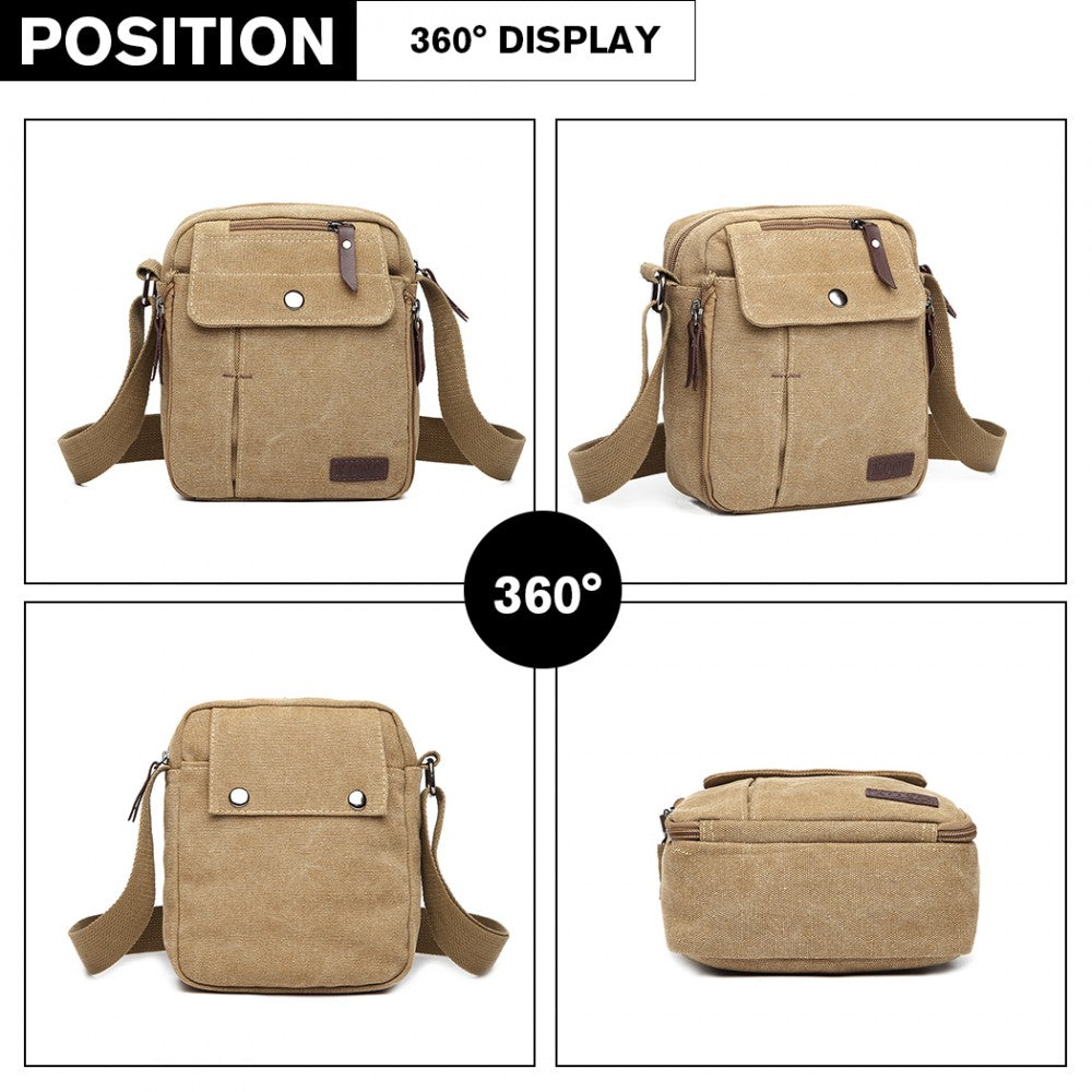 E1971 - KONO MULTI POCKET CROSS BODY SHOULDER BAG - KHAKI - The Baggage Shop