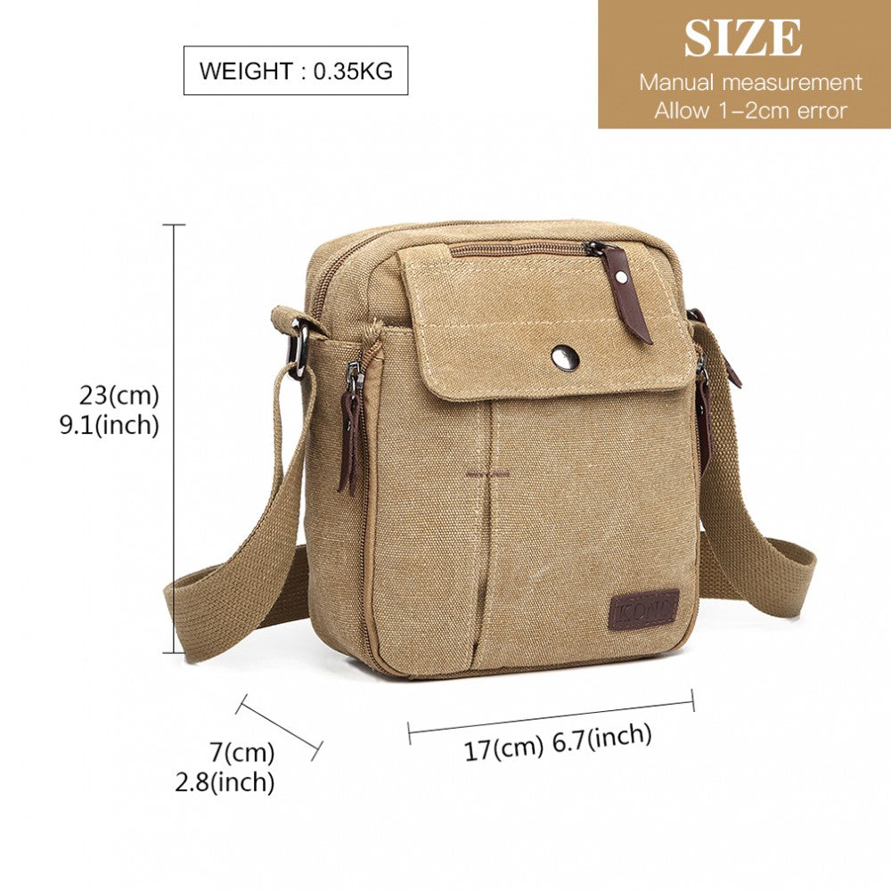 E1971 - KONO MULTI POCKET CROSS BODY SHOULDER BAG - KHAKI - The Baggage Shop