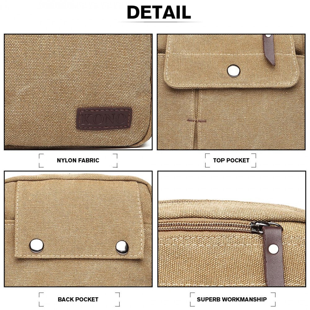 E1971 - KONO MULTI POCKET CROSS BODY SHOULDER BAG - KHAKI - The Baggage Shop