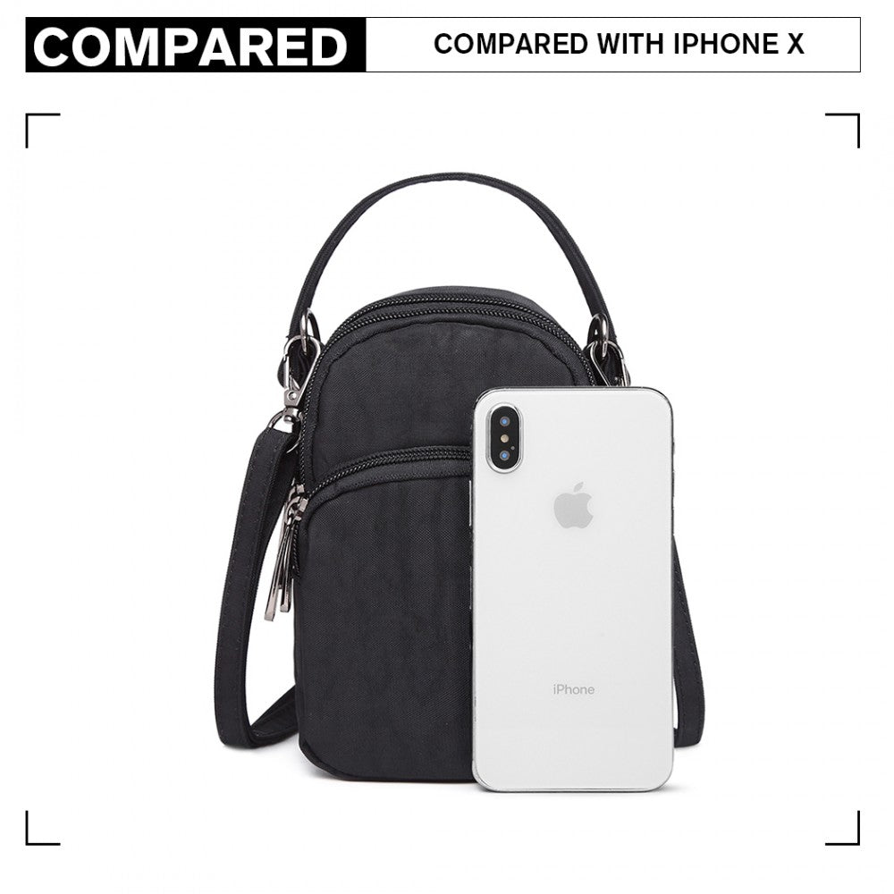 E6901 - KONO COMPACT MULTI COMPARTMENT CROSS BODY BAG - BLACK - The Baggage Shop