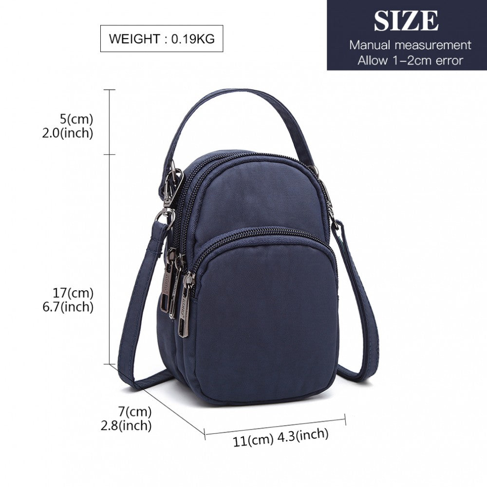 E6901 - KONO COMPACT MULTI COMPARTMENT CROSS BODY BAG - NAVY BLUE - The Baggage Shop